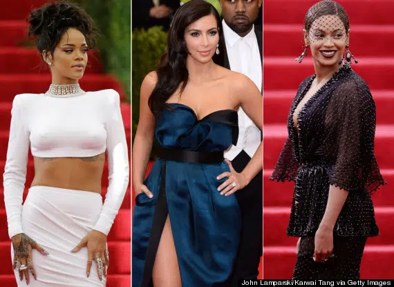 Rihanna,kim kardashian et Beyoncé sont habillées sur le tapis rouge
