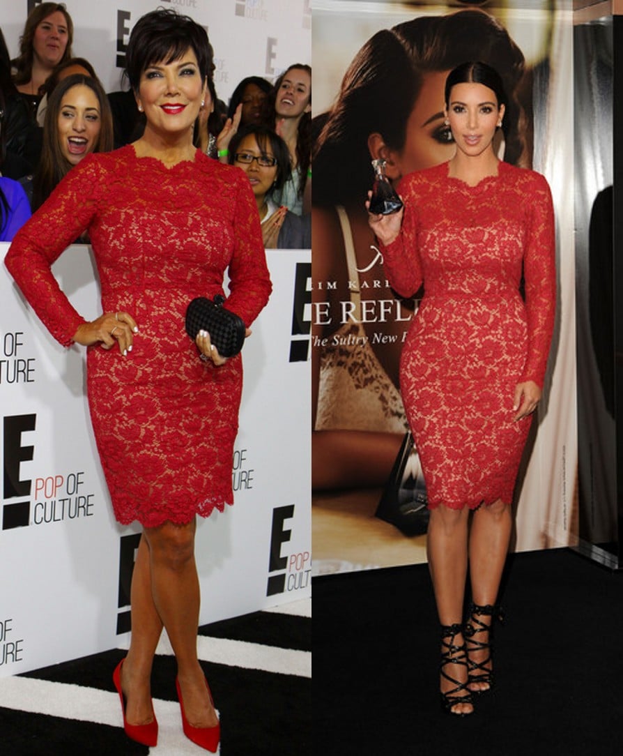 Kris Jenner porte la robe Valentino en dentelle rouge de Kim Kardashian