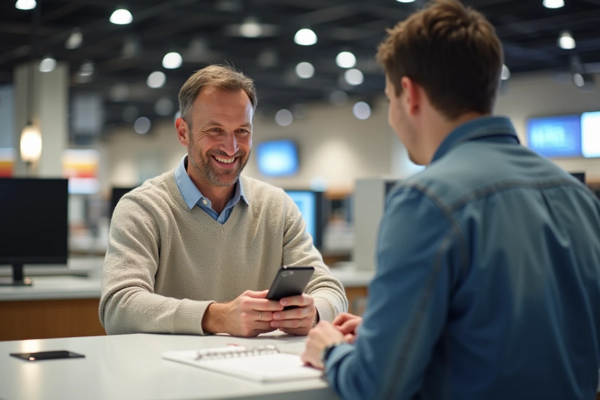 Homme au comptoir dans un magasin d