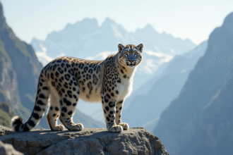 Loup des neiges dans son habitat naturel en montagne