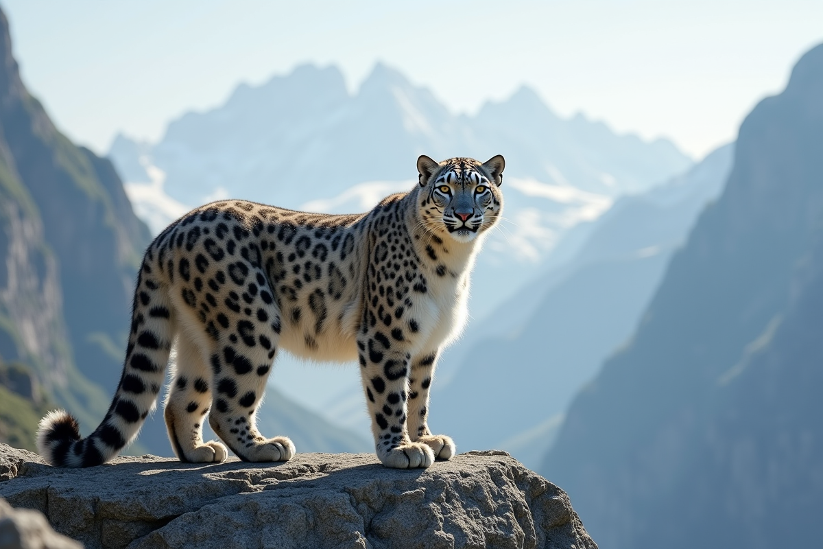 Loup des neiges dans son habitat naturel en montagne