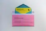 pink blue and yellow cards