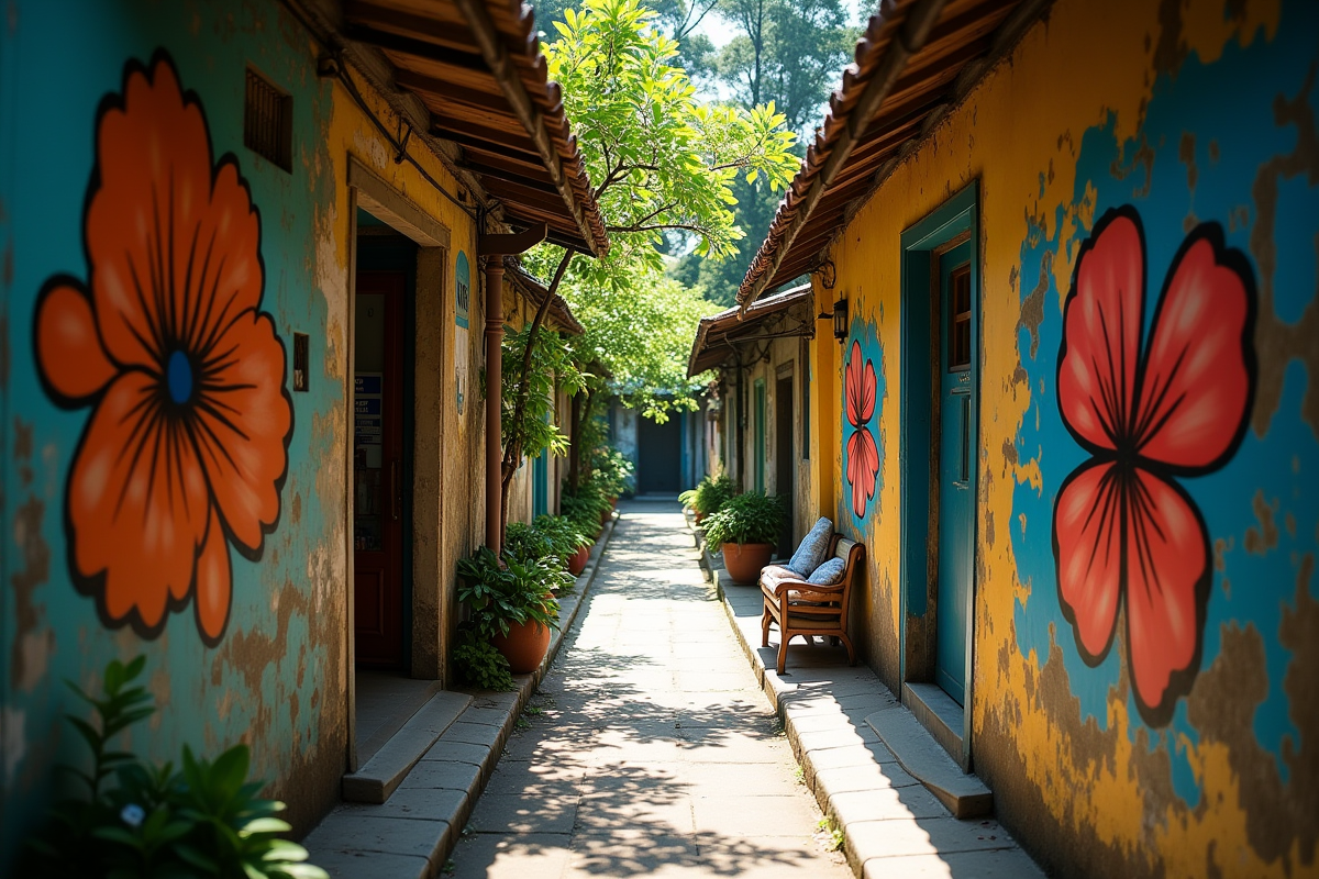 Ruelle ensoleillee dans Georgetown Malaisie art de rue